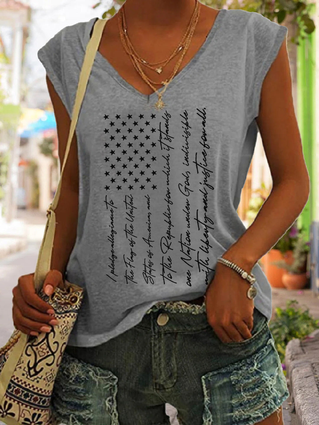 USA Flag With Pledge of Allegiance T-Shirt