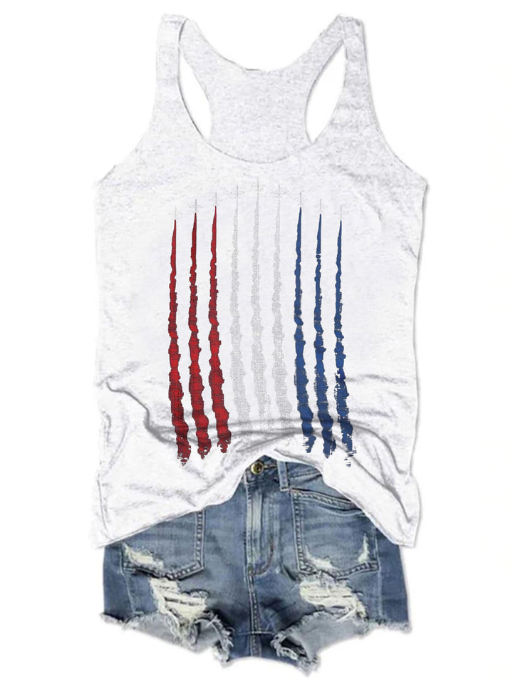 Red White Blue Air Force Flyover Print Tank Top