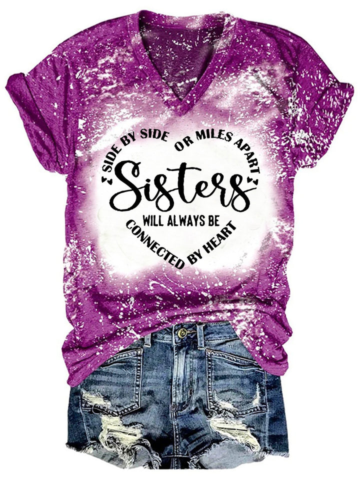 Sisters Will Always Be Connected By Heart T-shirt