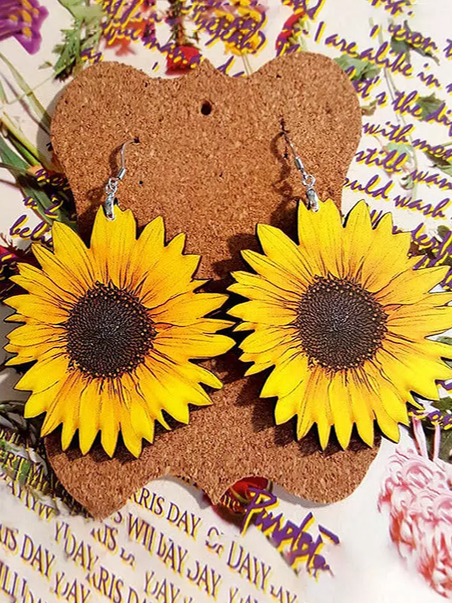 Sunflower Wooden Earrings