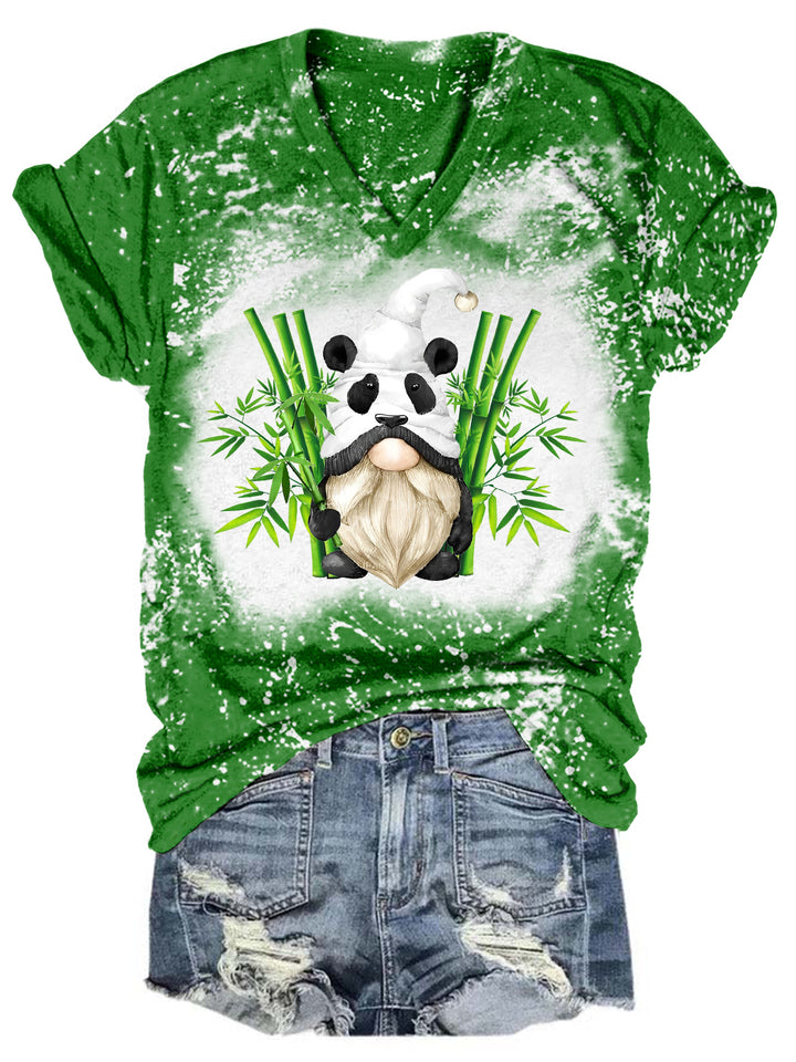 Panda Gnome Tie Dye V Neck T-shirt