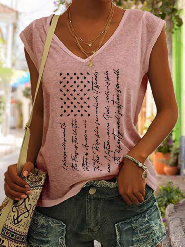 USA Flag With Pledge of Allegiance T-Shirt