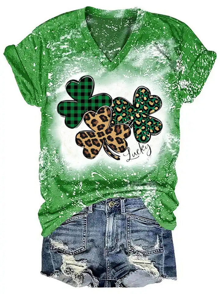 Women's St. Patrick's Day Clover Tie Dye T-Shirt