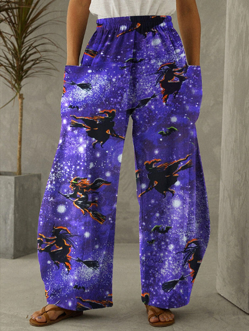 Halloween Witch Print Vintage Pants