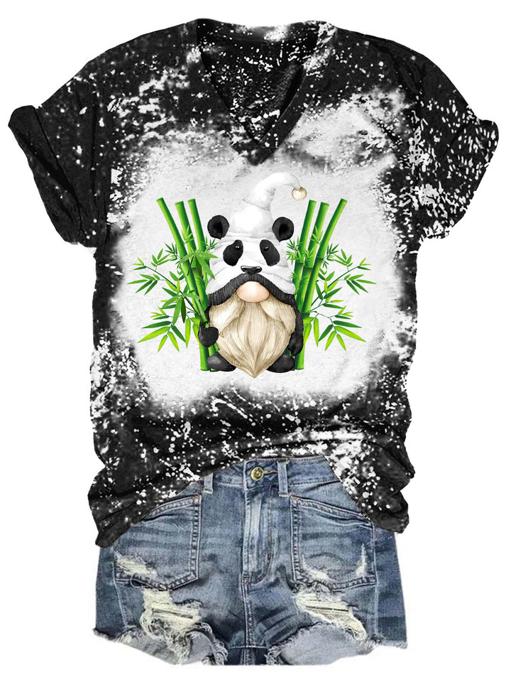 Panda Gnome Tie Dye V Neck T-shirt