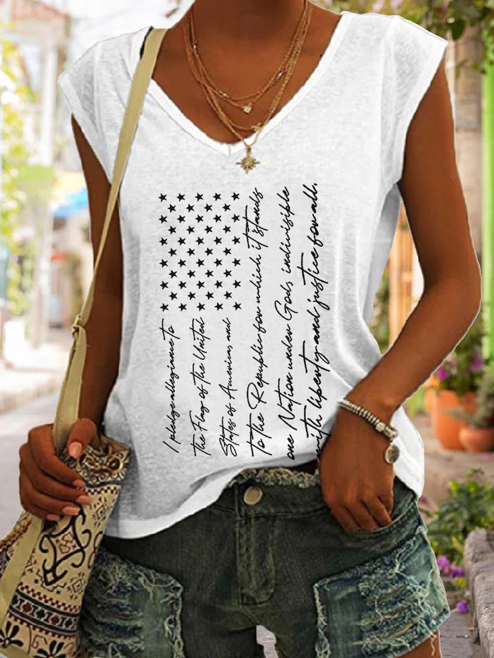 USA Flag With Pledge of Allegiance T-Shirt