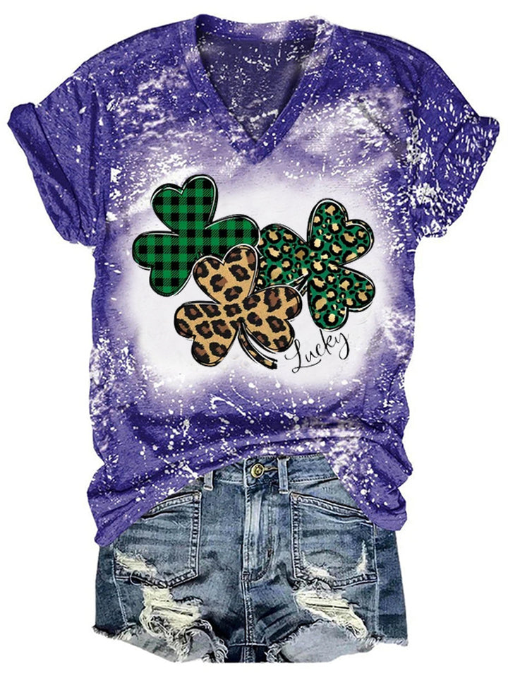 Women's St. Patrick's Day Clover Tie Dye T-Shirt