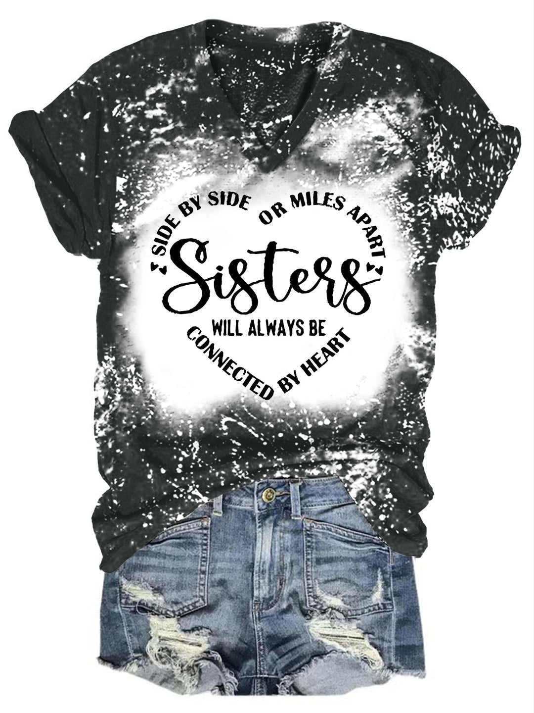Sisters Will Always Be Connected By Heart T-shirt
