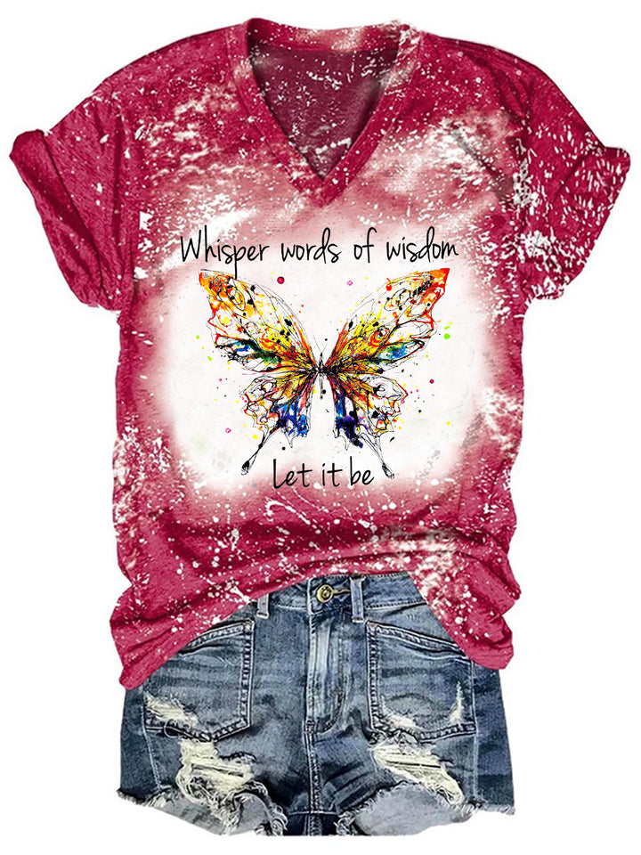 Whisper Words Of Wisdom Let It Be Butterfly V-Neck Shirt