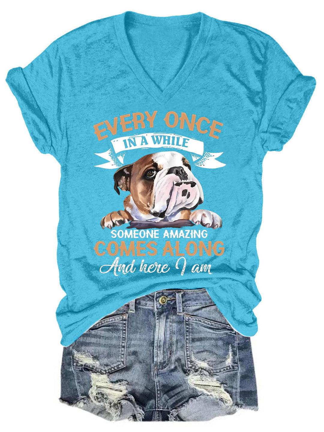 Someone Amazing Comes Along And Here I Am Funny V Neck T-Shirt