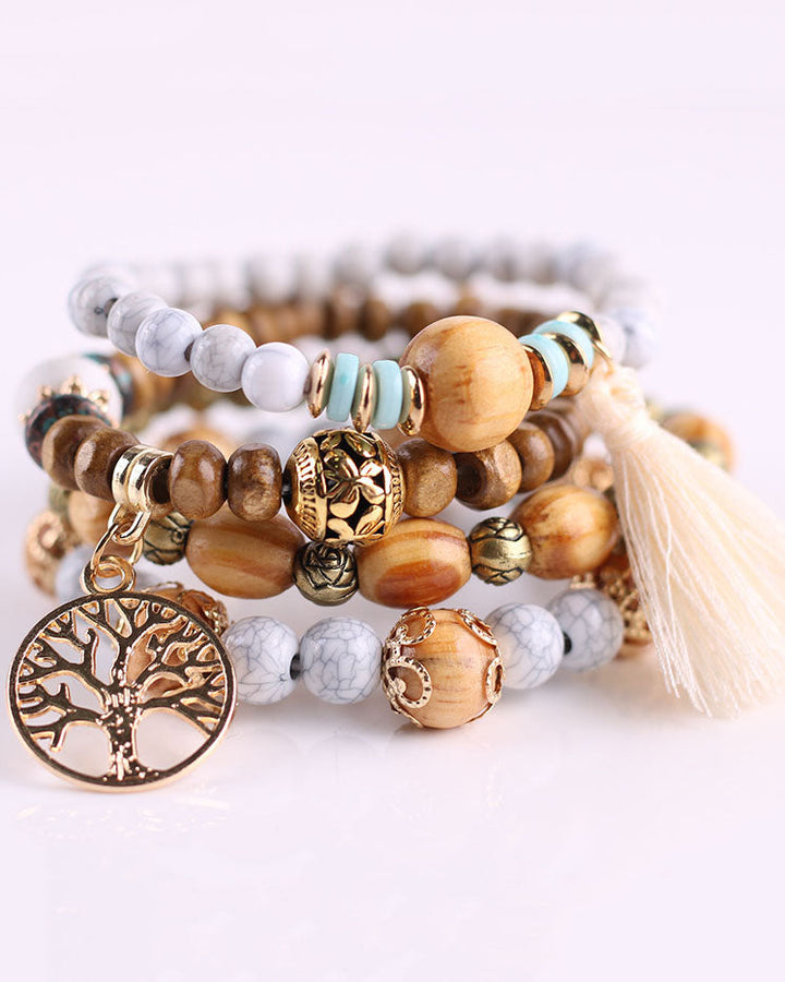 Tassel Wooden Bead Bracelet