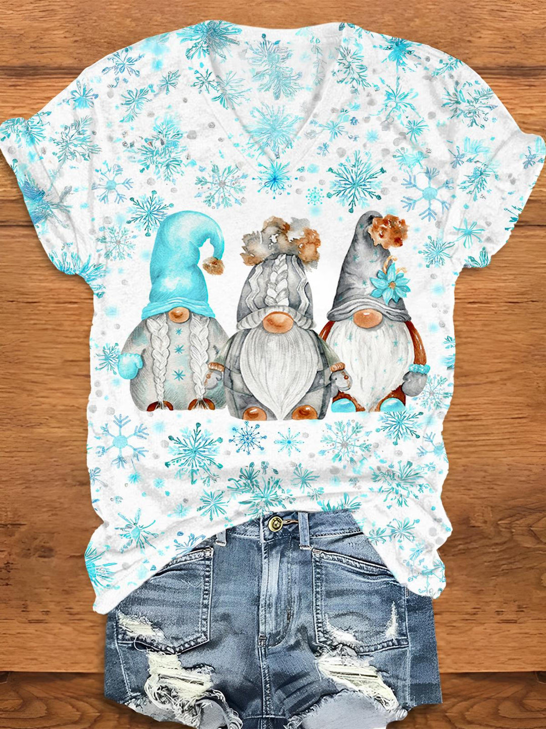 Snow Ice Gnomes V-Neck T-Shirt
