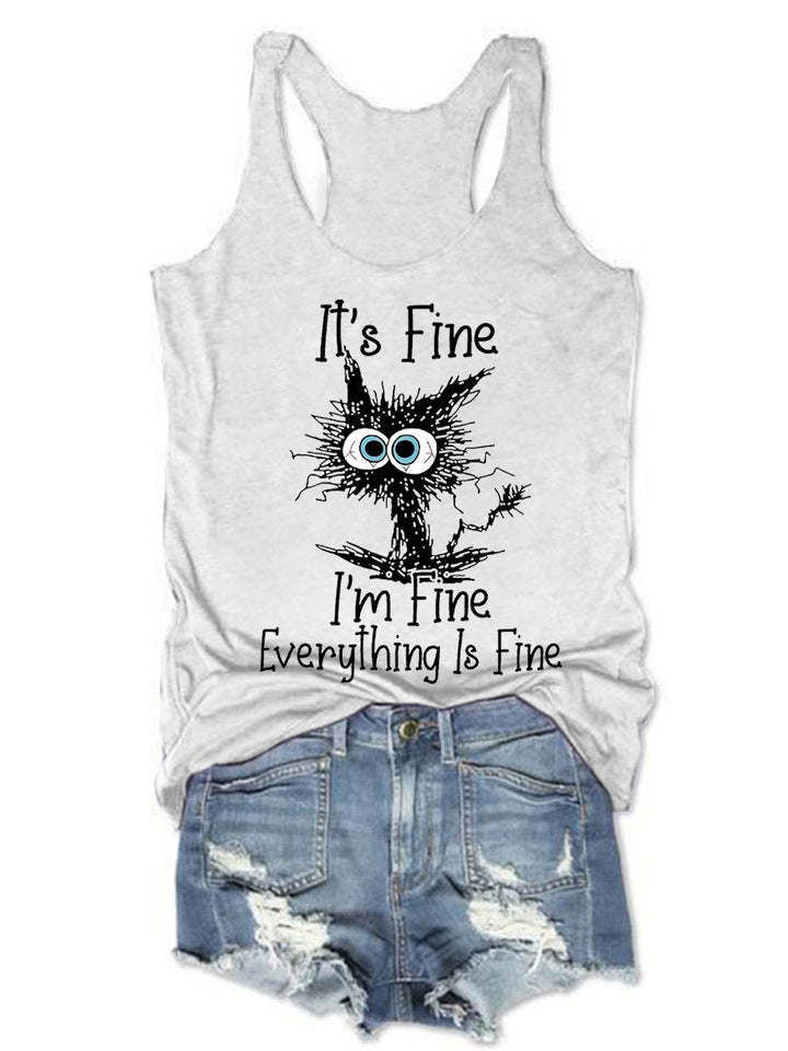 Women's It's Fine I'm Fine Everything Is Fine Crew Neck Funny Vest Tank