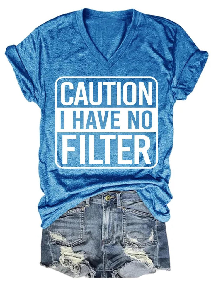 Women Caution I Have No Protection V-Neck T-Shirt