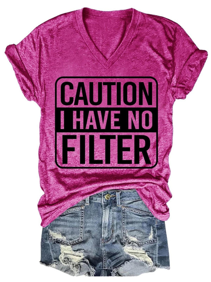 Women Caution I Have No Protection V-Neck T-Shirt