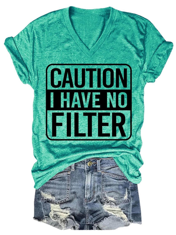 Women Caution I Have No Protection V-Neck T-Shirt