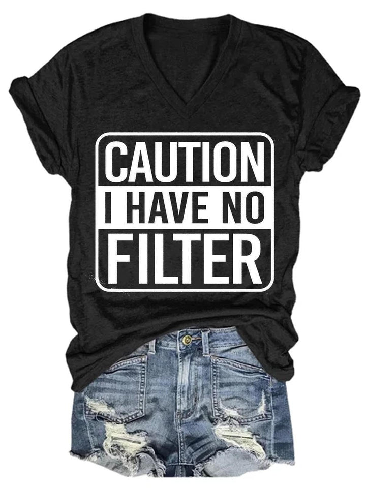 Women Caution I Have No Protection V-Neck T-Shirt