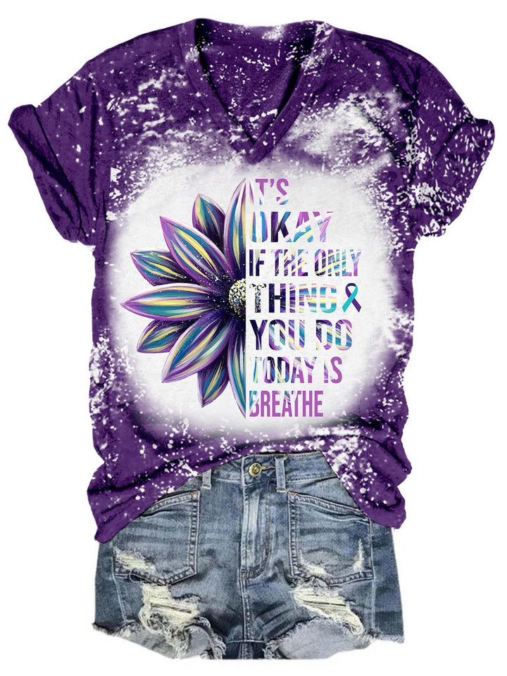It's Okay Sunflower Tie Dye V Neck T-Shirt