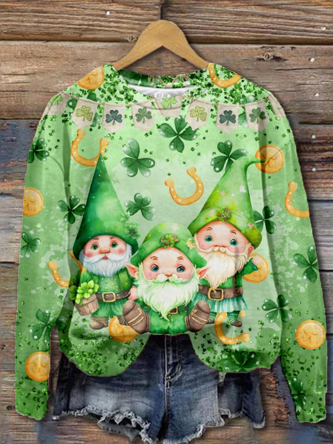 Cute St. Patrick's Gnomes Long Sleeve Top