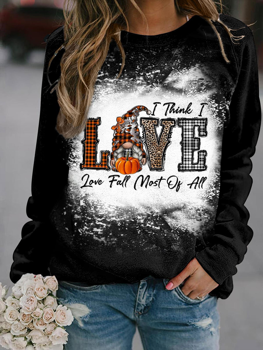 I Think I Love Fall Most Of All Tie Dye Long Sleeve Top