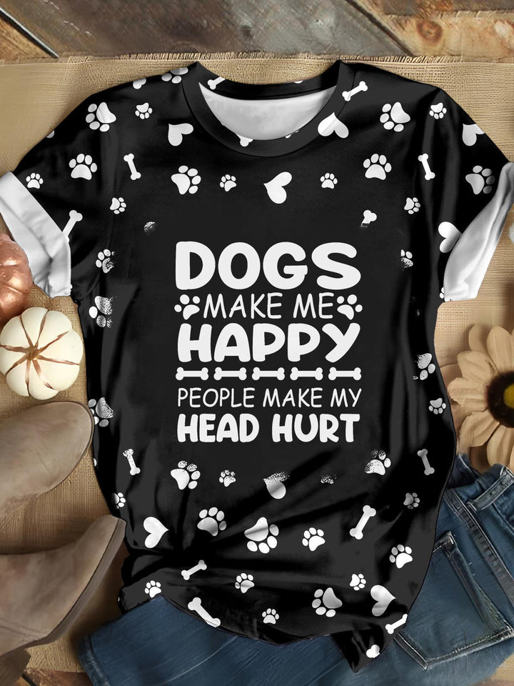 Dogs Make Me Happy Tie Dye T-shirt