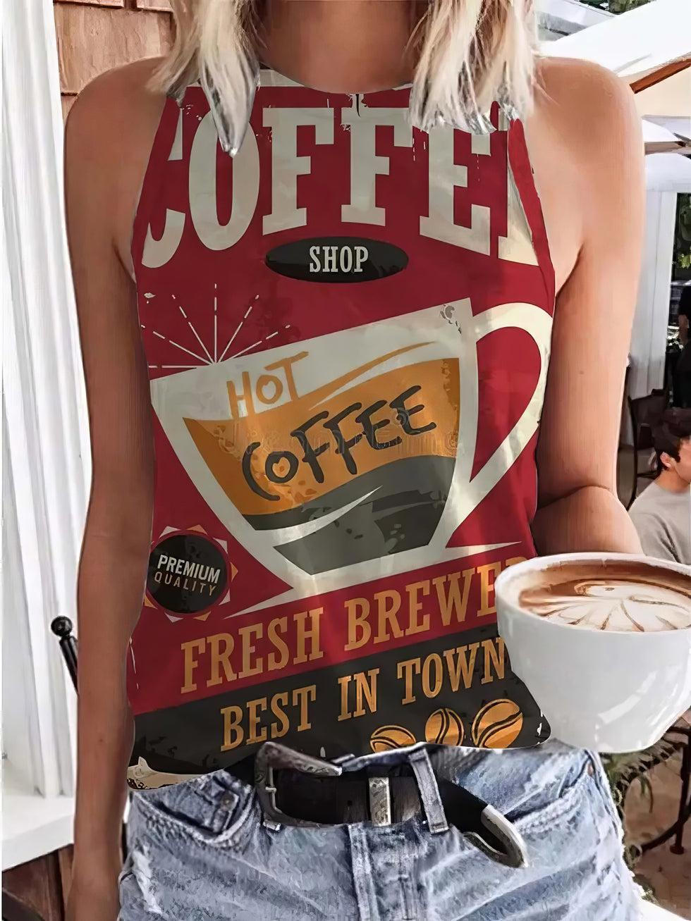 Retro Cafe Poster Print Tank Top