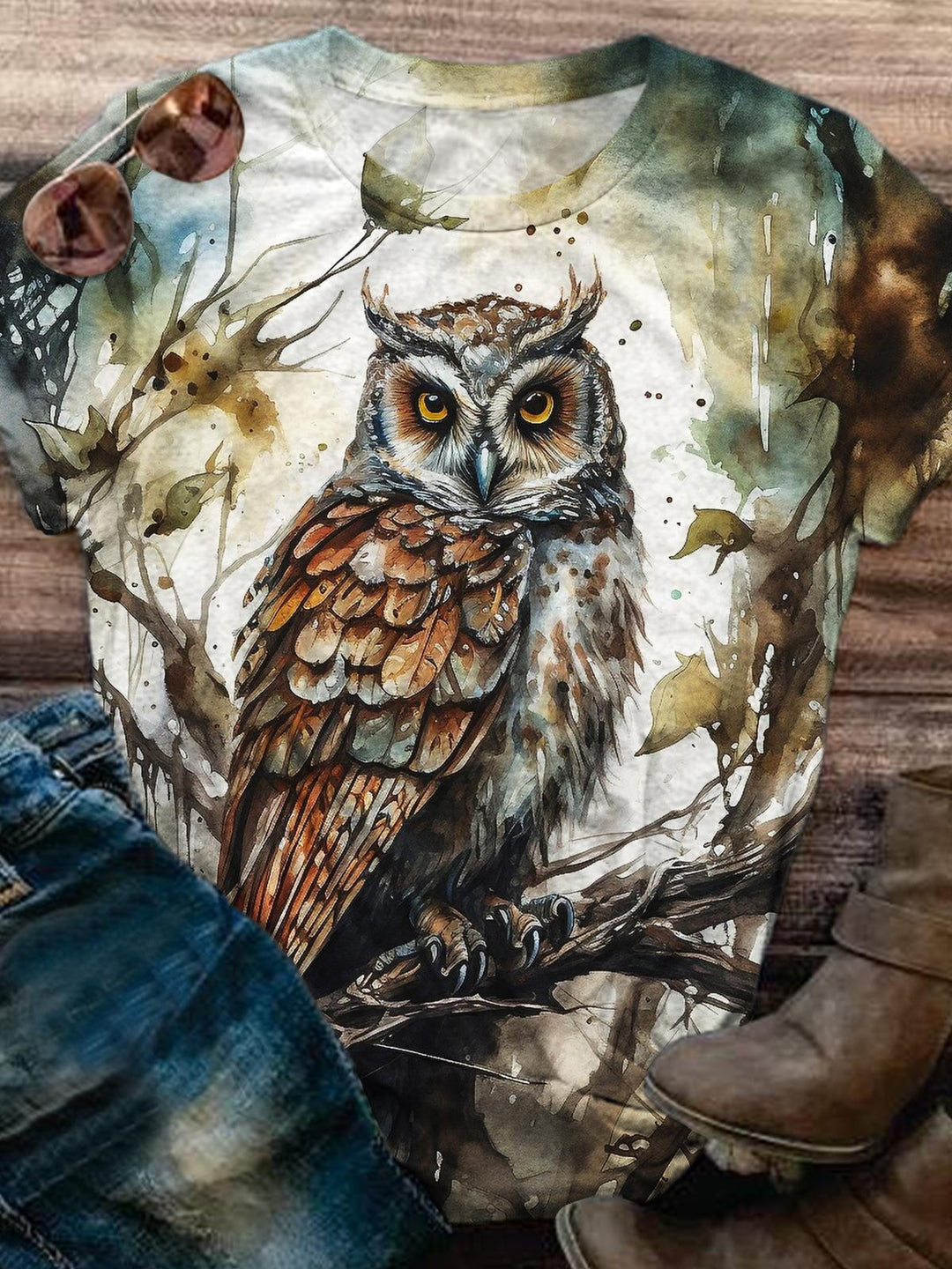 Women's Owl Print Casual Top