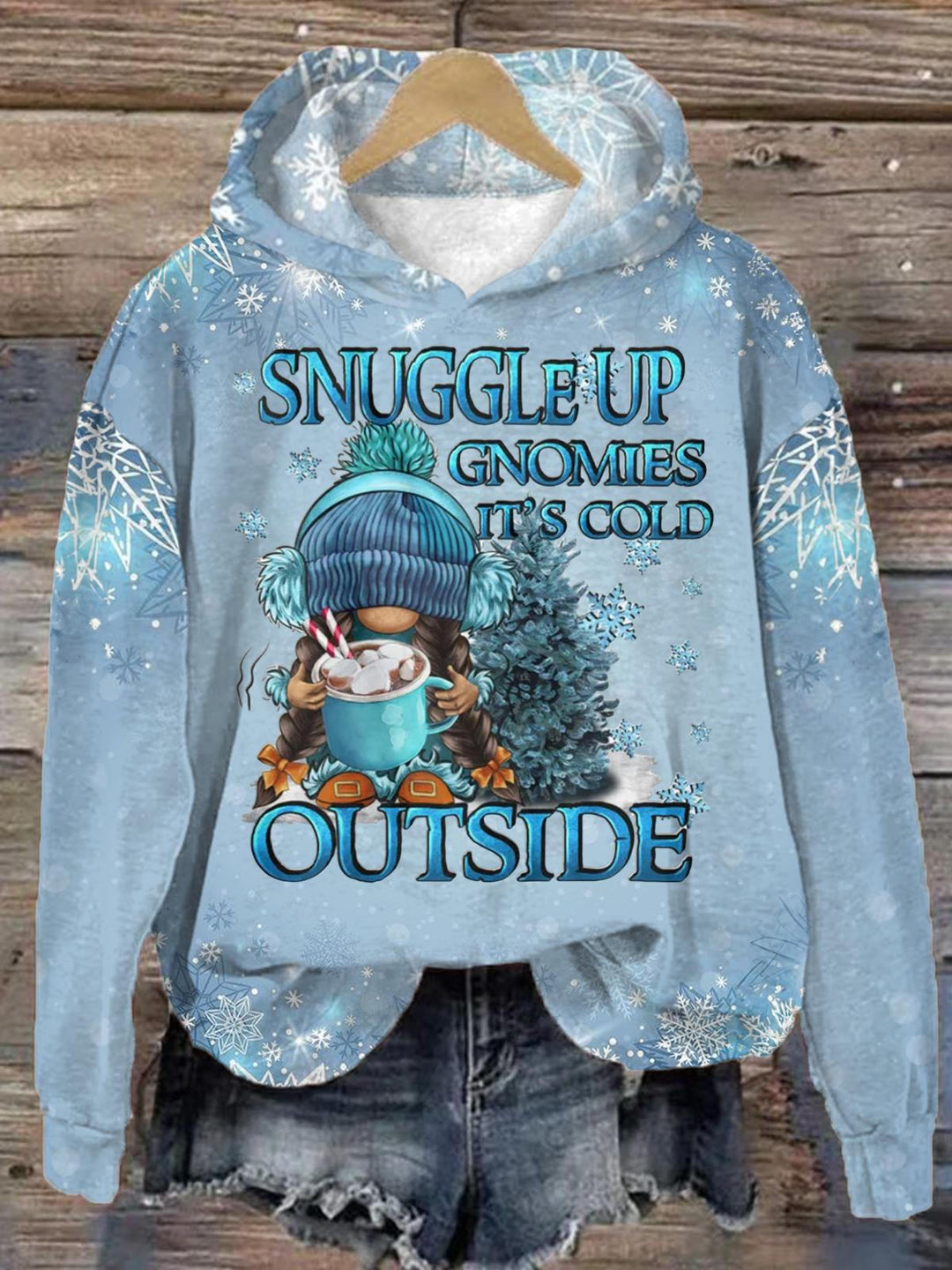 Snuggle Up Gnomies Long Sleeve Hoodie