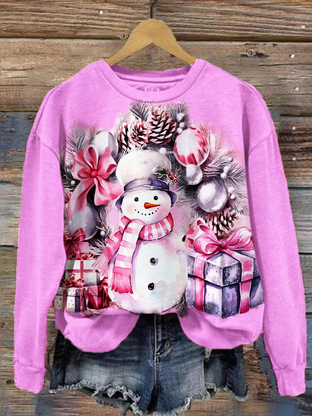 Women's Christmas Snowman Print Casual Top