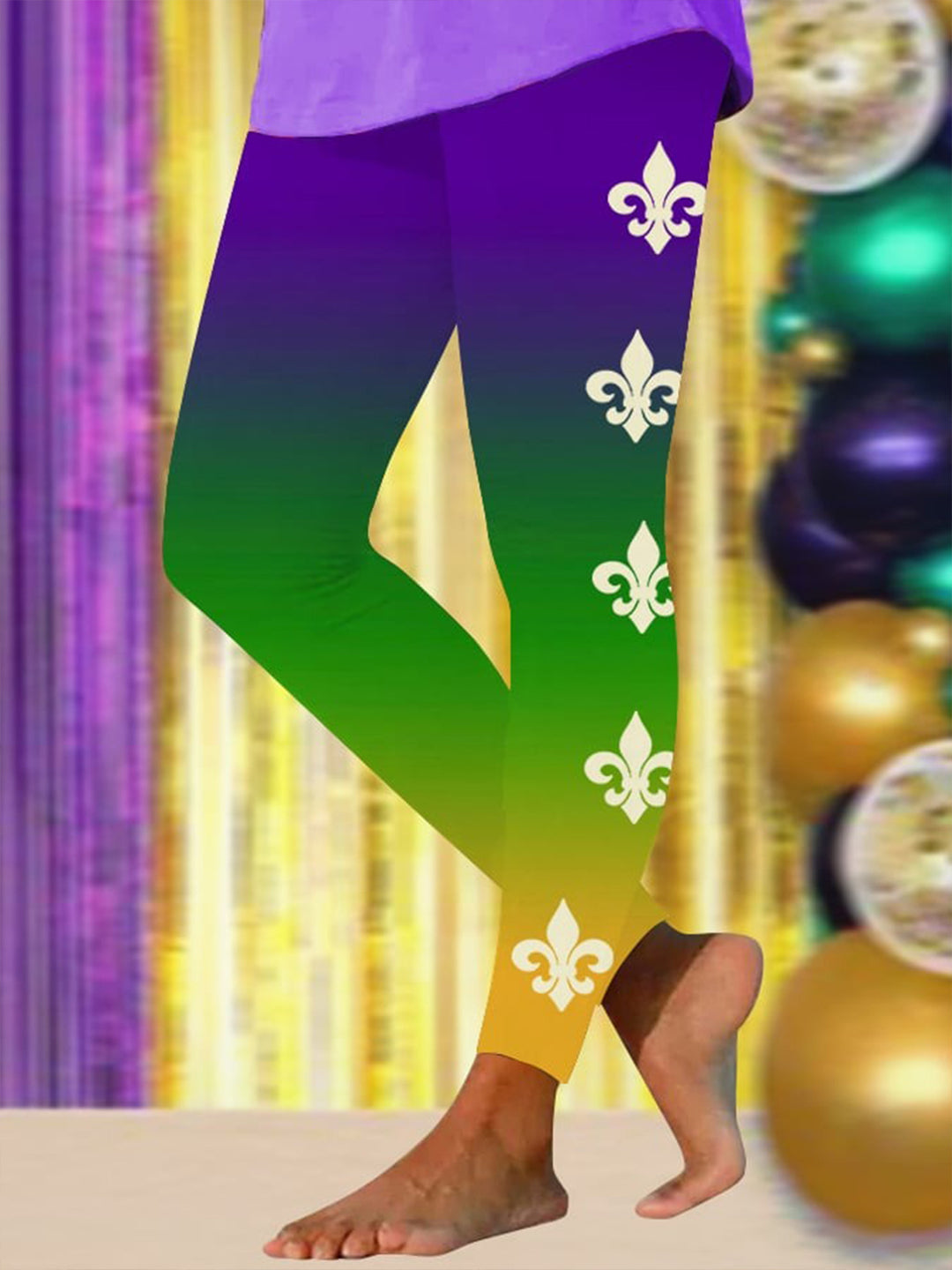 Mardi Gras Print Print Leggings