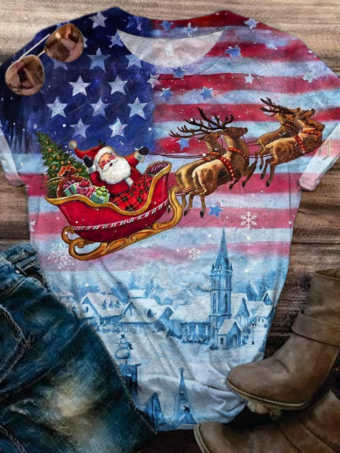 A Merry Christmas Crew Neck T-shirt