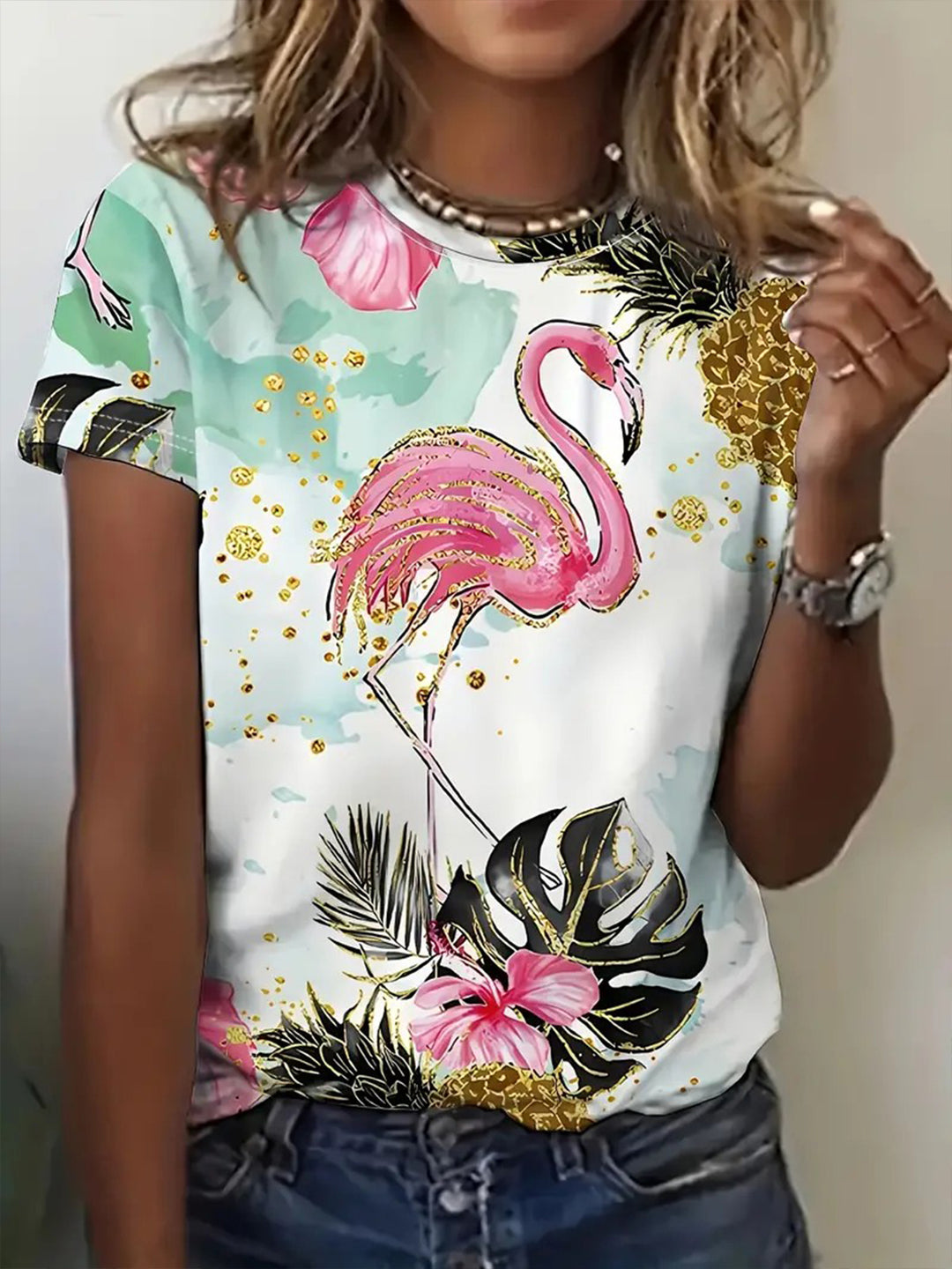 Flamingo Crew Neck T-shirt