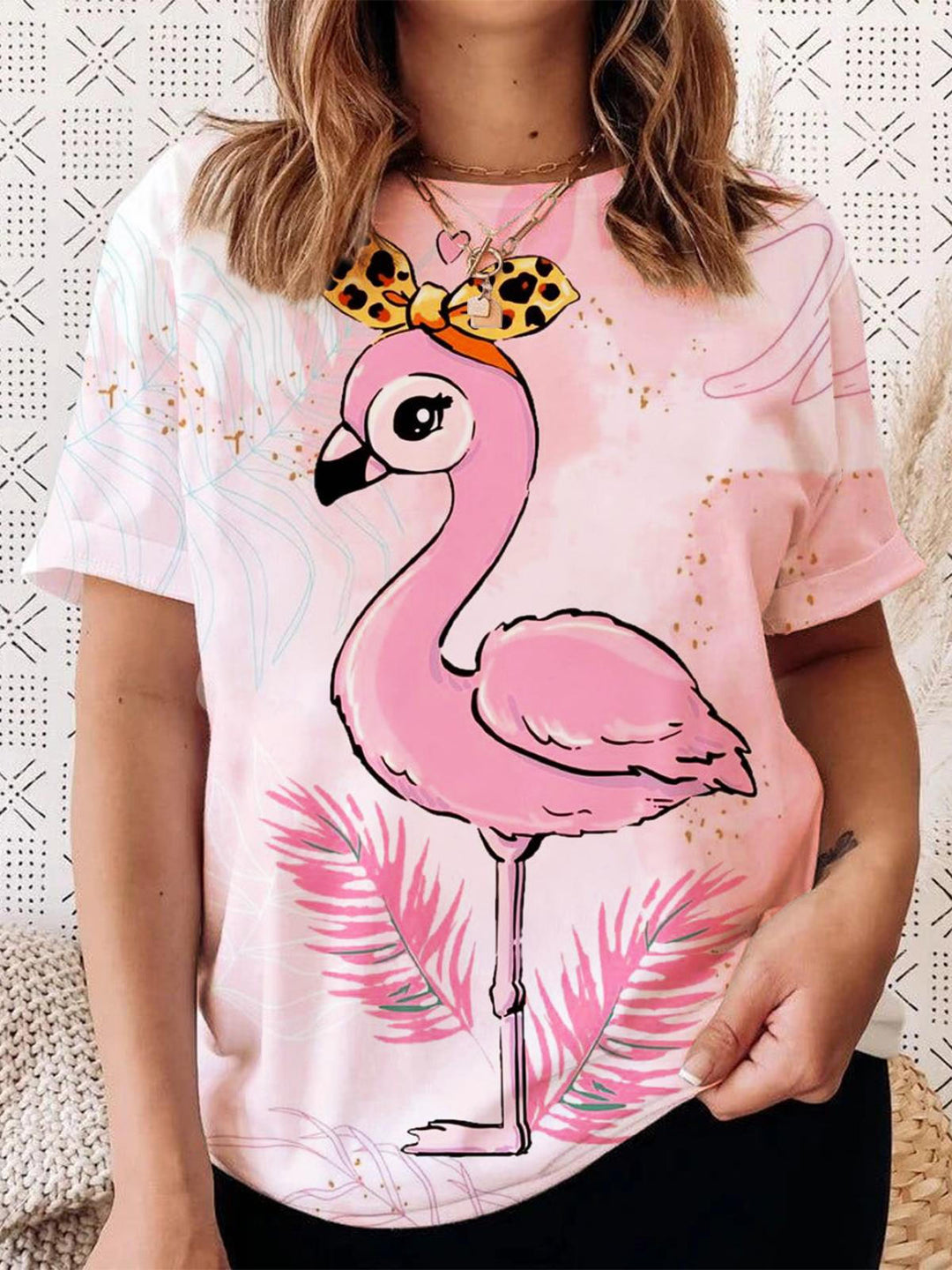 Flamingo Print Casual T-Shirt