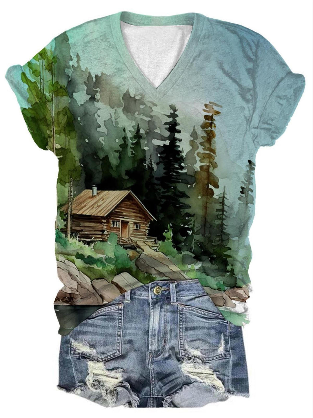 Lakeside Cottage Women's V-Neck Short T