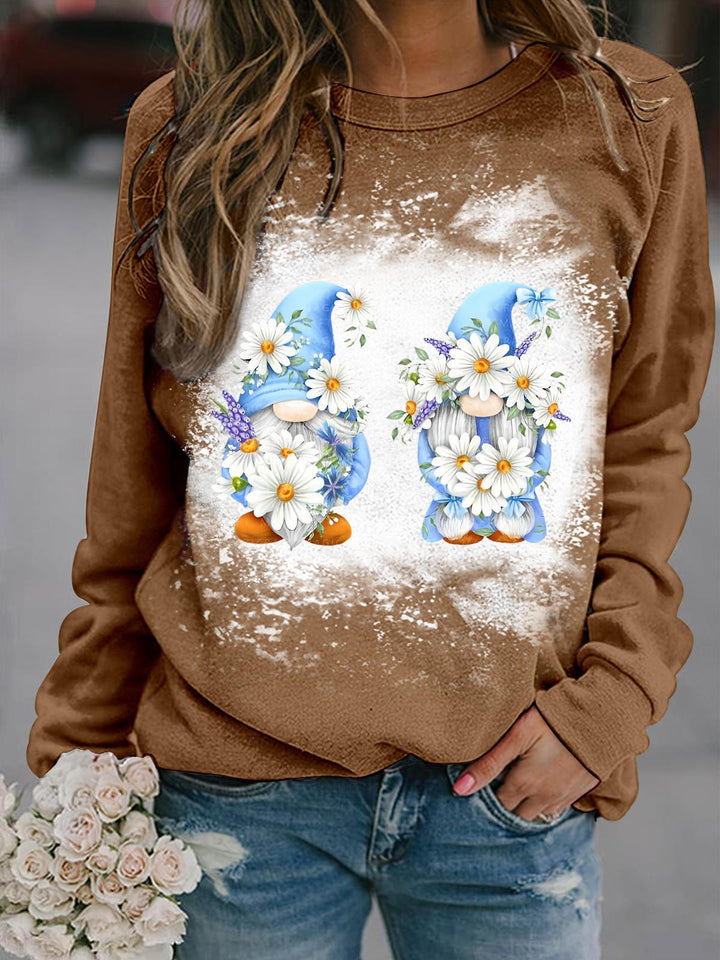 Daisy Flower Gnomes Tie Dye Long Sleeve Top