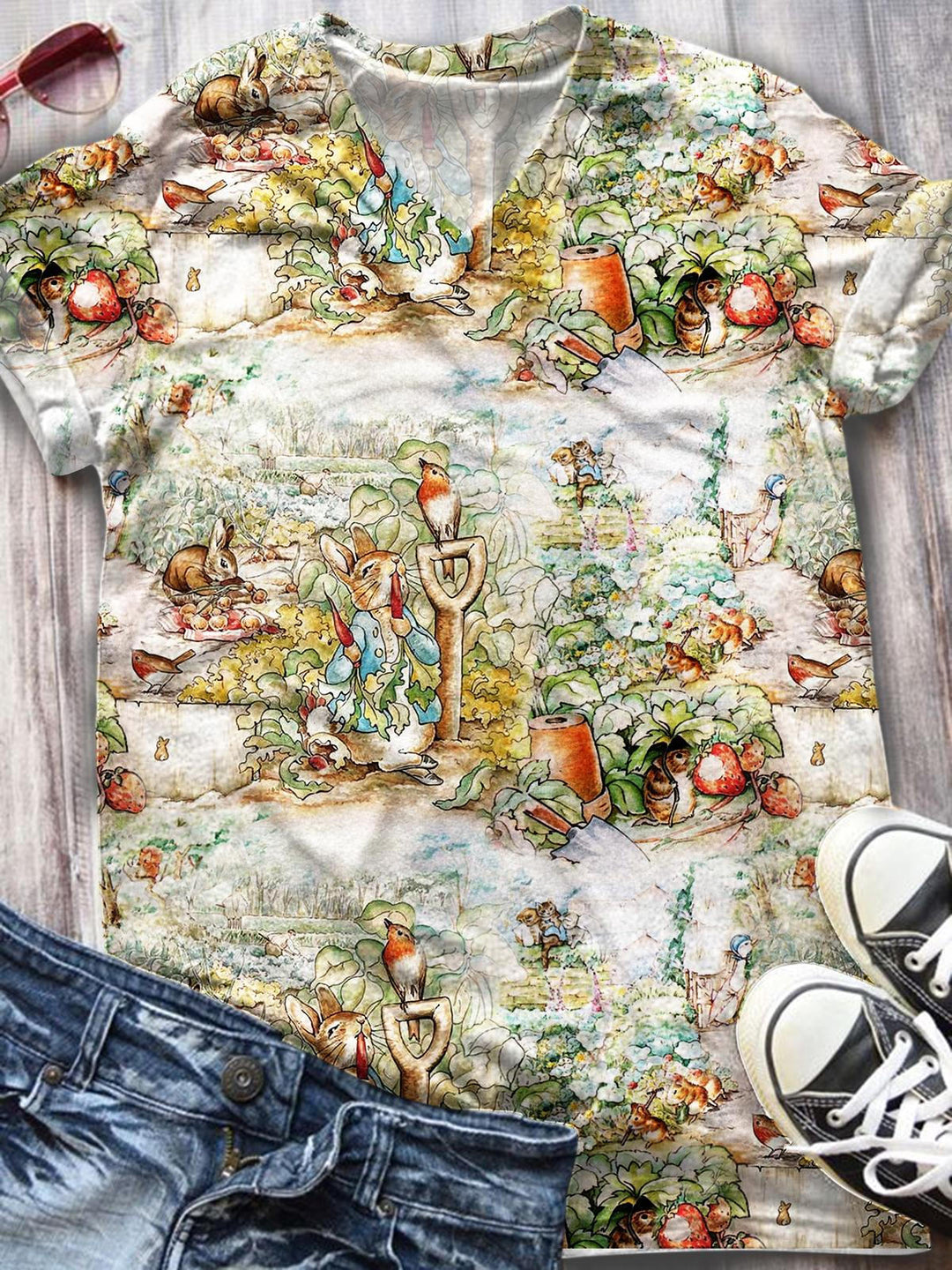 Vintage Easter Print Casual Top