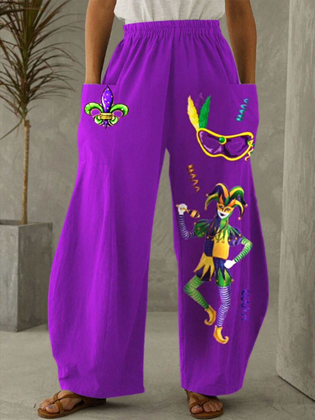 Women's Mardi Gras Print Casual Pants