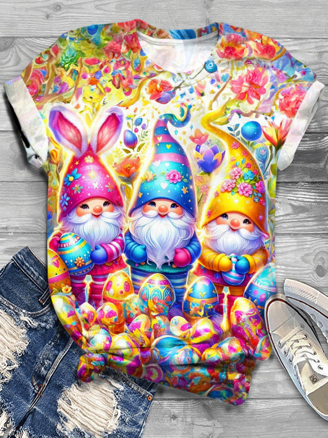 Easter Eggs Gnomes Crew Neck T-shirt