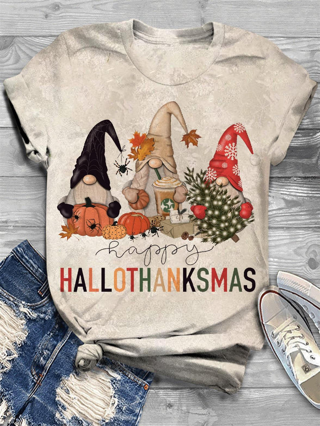 Hallothanksmas Gnomes Crew Neck Tee