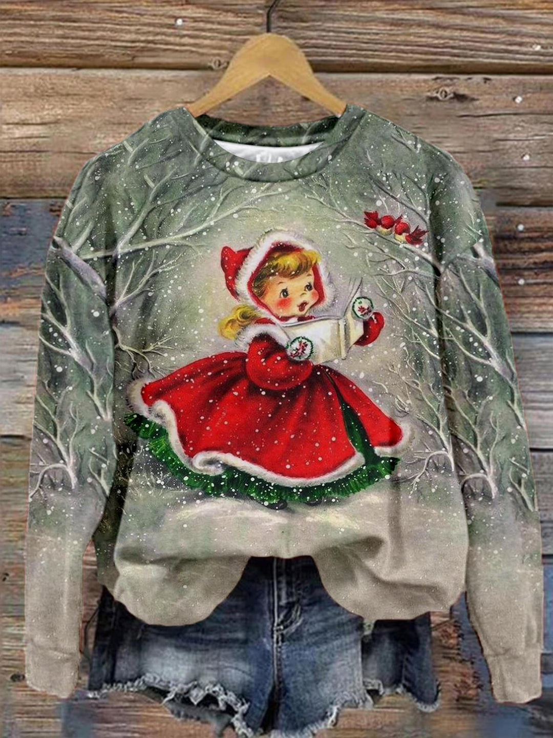 Little Red Hood Girl Long Sleeve Top