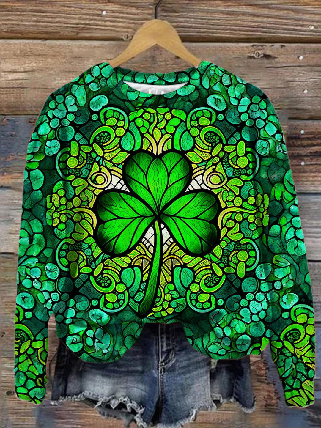 Shamrock Print Long Sleeve Top