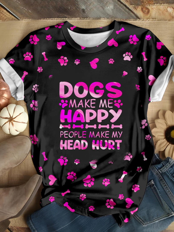 Dogs Make Me Happy Tie Dye T-shirt