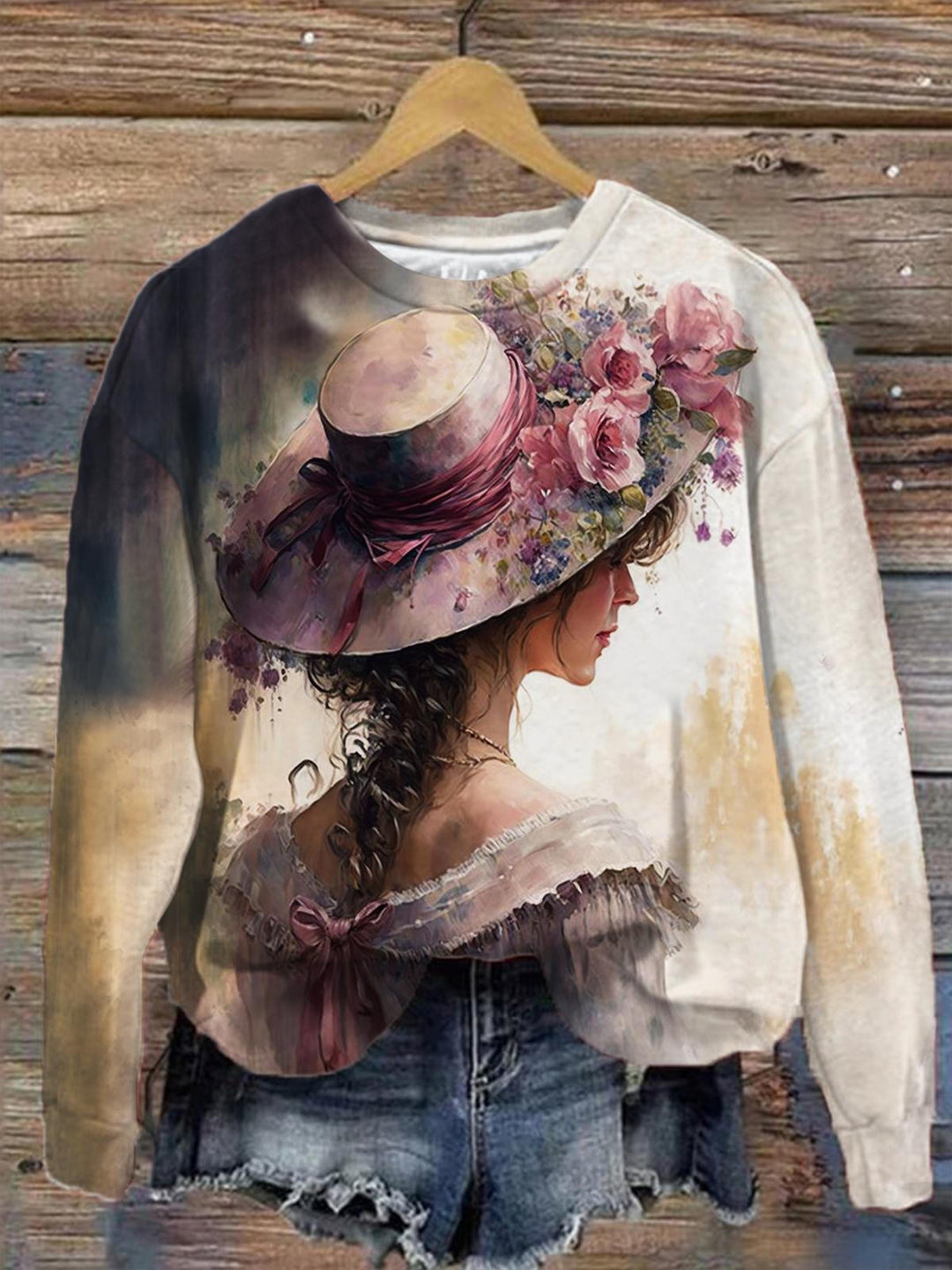 Women's Retro Print Long Sleeve Top