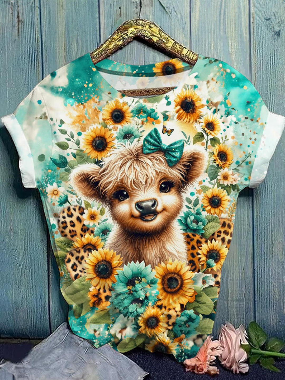 Sunflower Cow Baby Crew Neck T-shirt