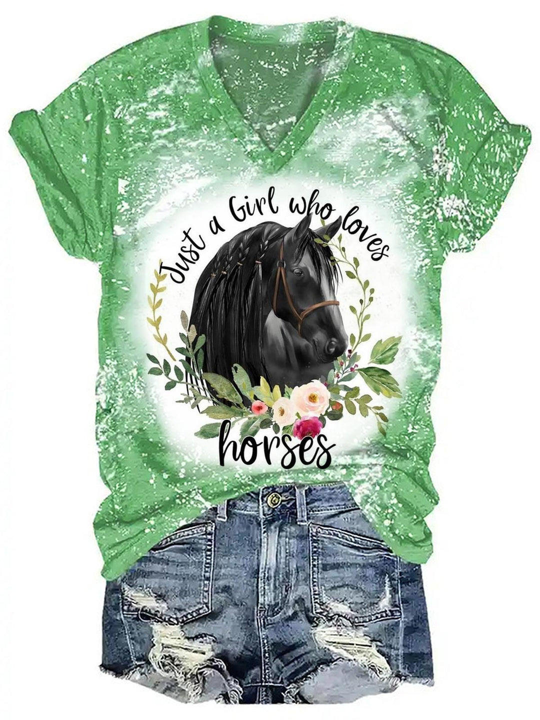 Just A Girl Who Loves Horses Flower T-Shirt