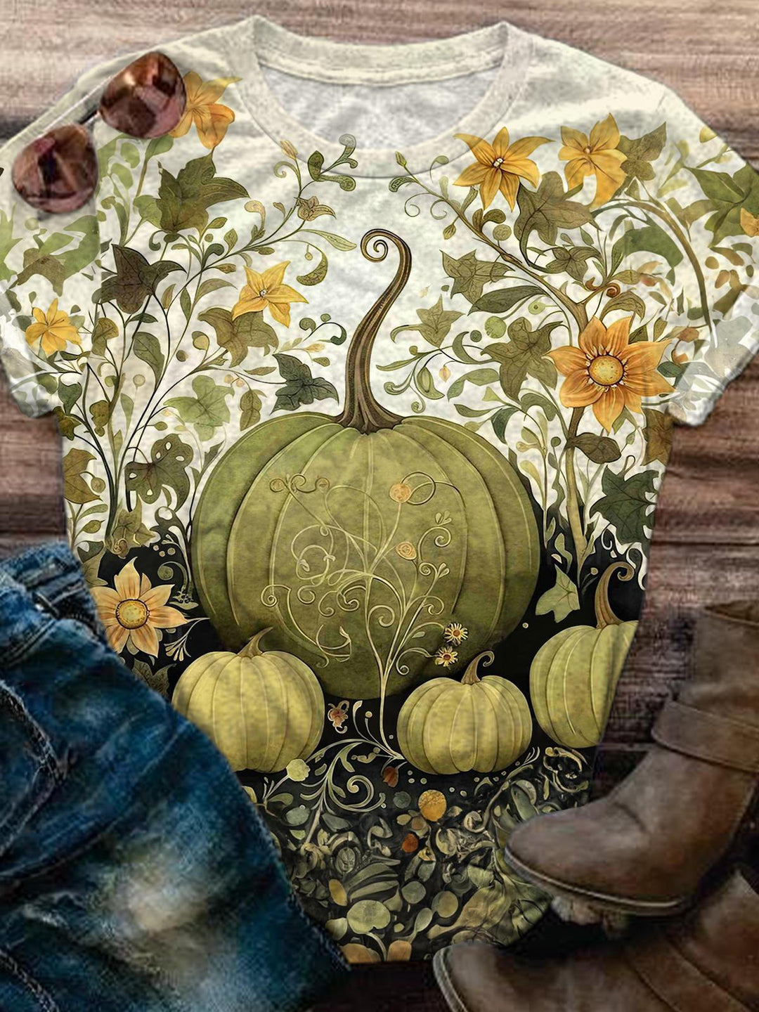 Green Pumpkins Crew Neck T-Shirt