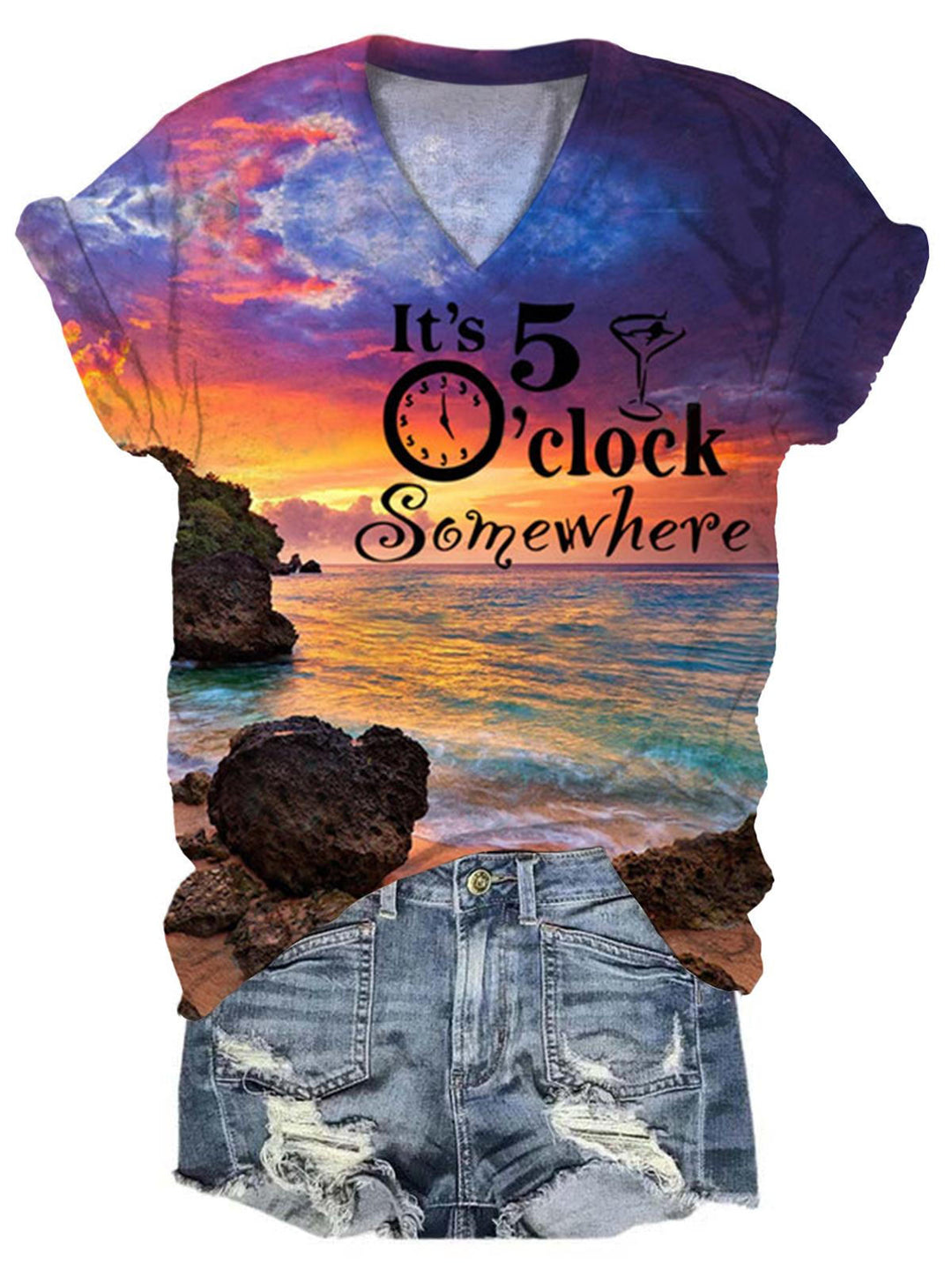 It's 5 O'clock Somewhere V Neck T-Shirt