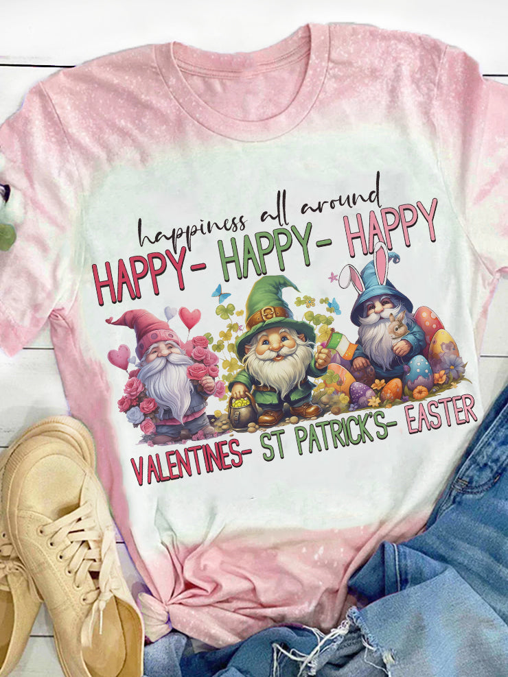 Valentine St Patrick's Day Easter Gnome Print T-Shirt