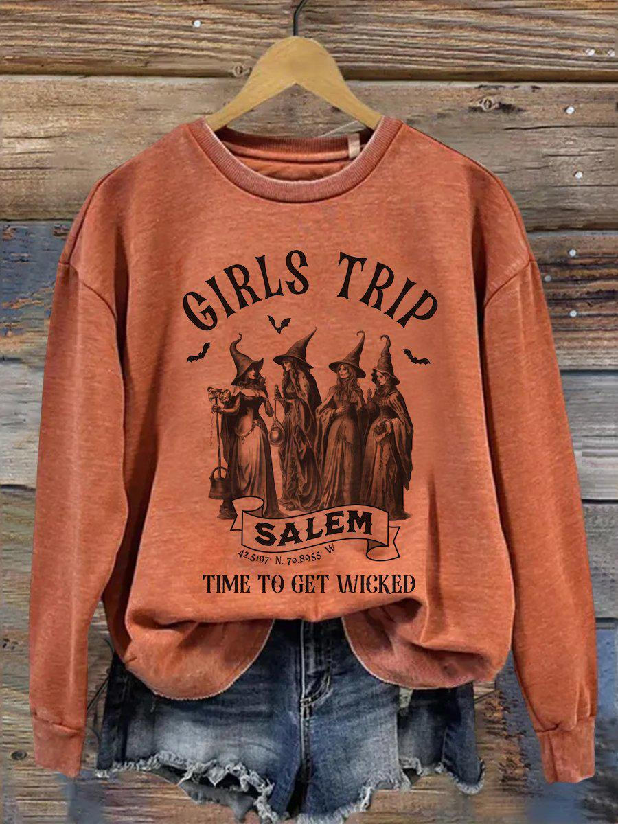 Girls Trip Salem Print Crew Neck Top