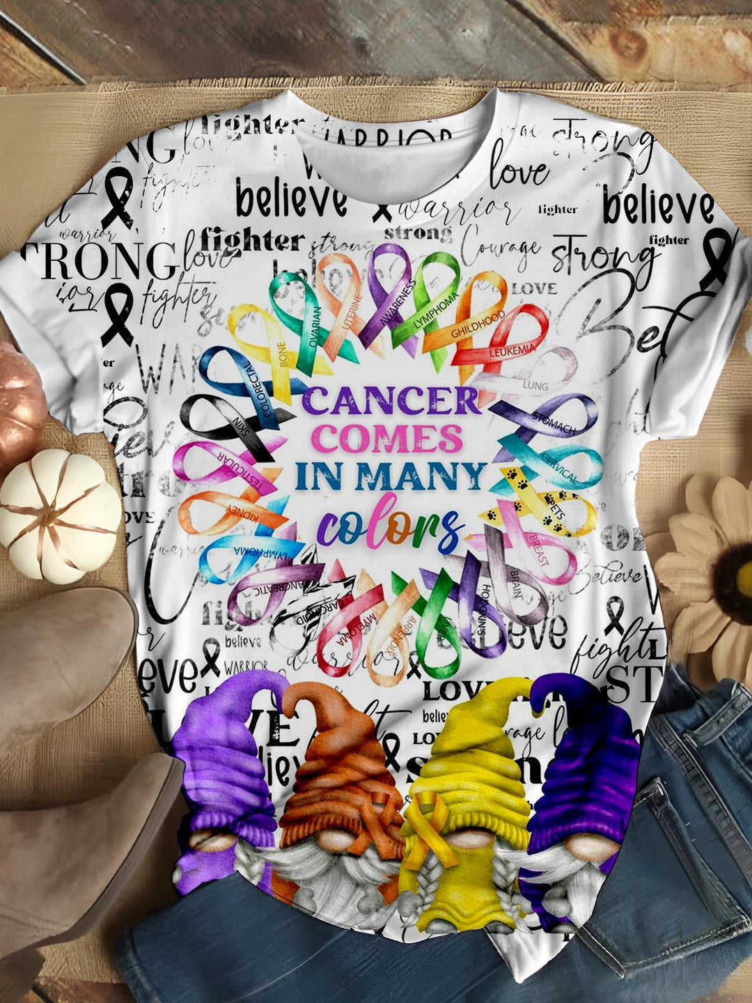 Cancer Comes In Many Colors Casual T-shirt
